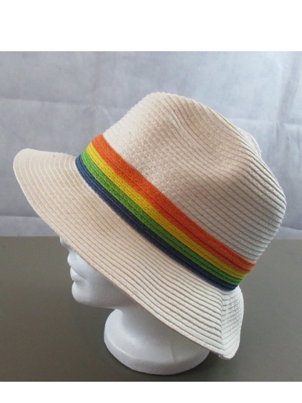 August Hats Stripe Band Fedora Hat, White, One Size